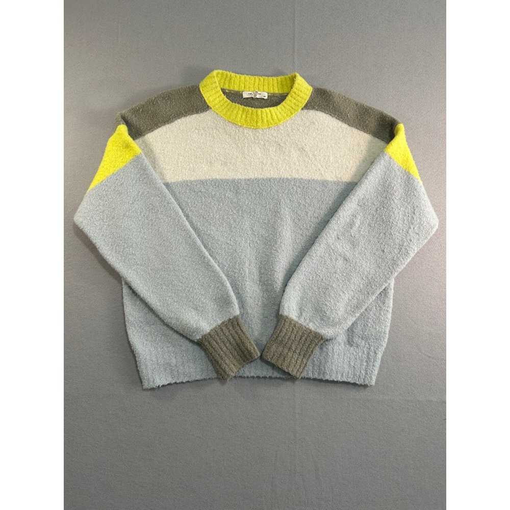 Rag & Bone Sweater Womens S Blue Grey Yellow Colorblock Boucl Merino Wool Blend